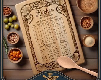Kitchen Conversion Chart: Vintage Laser Engraving File (SVG Vector)