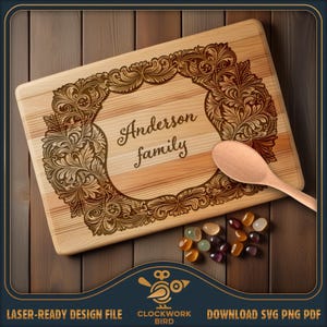 Schneidebrett mit Familienwappen (SVG): Vintage-Lasergravurdesign