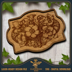 Ontwerp narcissenbakje SVG (snuisterijschaal / kralenbakje / kralenorganisator) laserbestand voor snijden en graveren