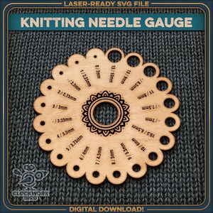 Knitting Needle Gauge: Measuring Tool with Floral Design (SVG Download)