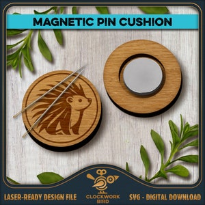 Magnetisches Nadelkissen: Stachelschwein Nadelhalter, Needle Minder, Nähwerkzeug, Nadelkissen - Laser-Datei zum Schneiden und Gravieren