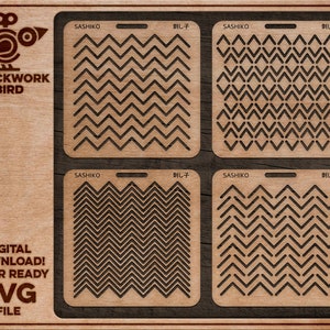 Sashiko stencil kit - Zigzag - Unique laser cut file
