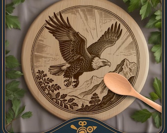 Bald Eagle rond bord SVG – Vintage lasergravure ontwerp wilde dieren