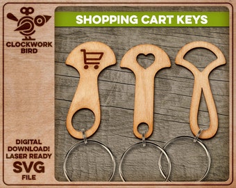 Removable shopping cart / trolley keys (8 coin sizes, 3 different designs)