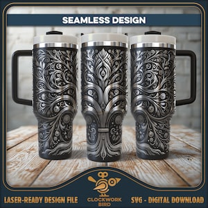 Ornamental Tree Tumbler Wrap SVG: Fantasy Elf Design for 40oz image 1