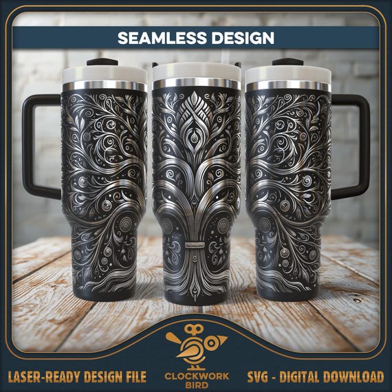 Ornamental Tree Tumbler Wrap SVG: Fantasy Elf Design for 40oz