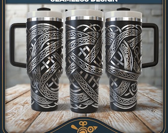Tumbler Wrap SVG: Viking Celtic Seamless Ornament - Laser Cut File