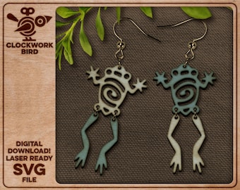 Elven treefrog earrings - Unique laser cut file