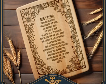 Lord's Prayer Cutting Board SVG: Vintage Laser Engraving File (Digital Download)
