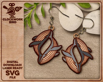 Playing whales earrings - Unique laser cut file