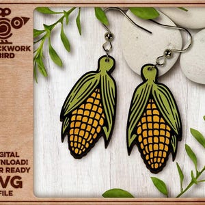 Sweet Corn Earrings SVG - Country Farm Laser Cut Design