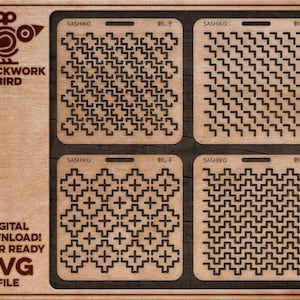 Kit de plantillas Sashiko: Diseño escalonado - SVG digital para corte láser