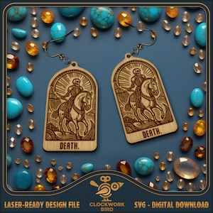 Pendientes de cartas del Tarot de la Muerte SVG - Archivos láser únicos de pendientes de Arcanos Mayores para cortar y grabar