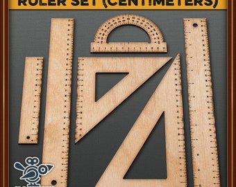 Accurate ruler set (EU / metric - centimeters) - Unique laser cut file