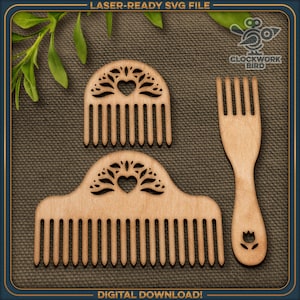 Medieval / Viking style weaving fork and combs 2 different sizes image 1