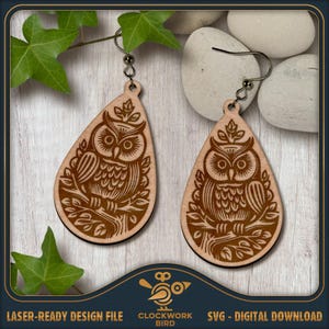 Boho Owl Earrings SVG Laser Cut Design (Digital Download)