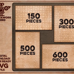 Plantillas para rompecabezas: Archivos SVG rectangulares para corte láser - De 150 a 600 piezas