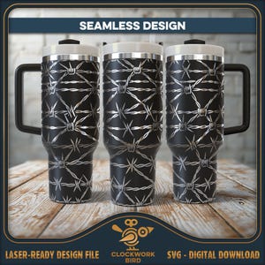SVG-laserbestand met prikkeldraadpatroon naadloze beker wrap - vintage ontwerp voor 40oz bekerlasergravure