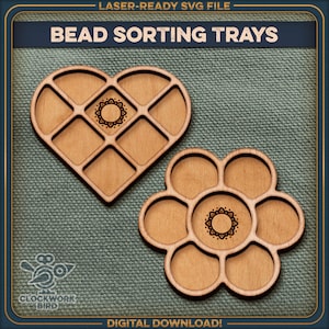 Bead Sorting Trays Heart and Flower (Laser Cut Digital Files)