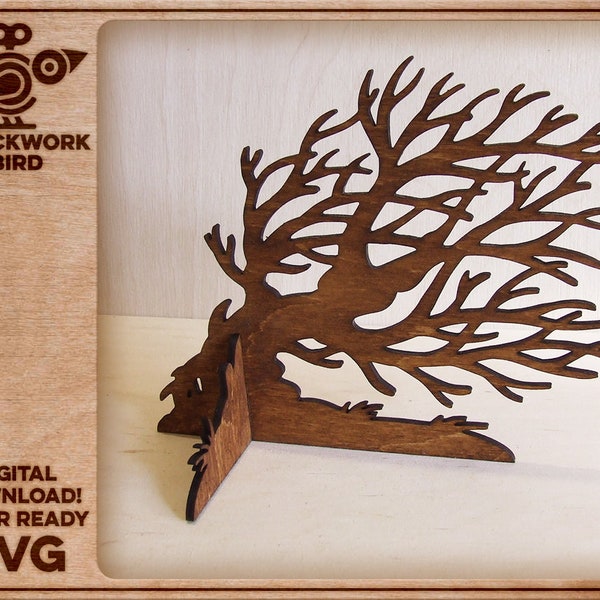 Wind bent tree jewelry stand - Laser cut file
