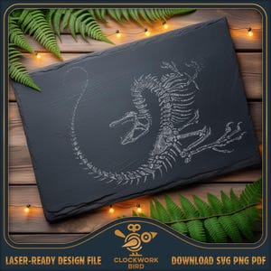 Velociraptor Fossil Schiefer Lasergravur - Design für die Lasergravur in den Formaten SVG, PDF und PNG