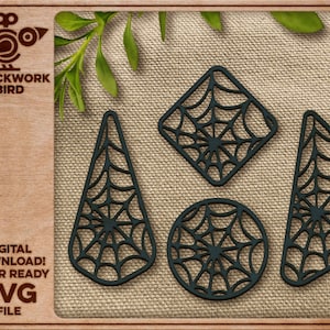 Spider web / cobweb earring set for Halloween - Unique laser cut file