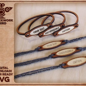 Archivo SVG de pulsera de madera personalizada: Diseño de brazalete grabado