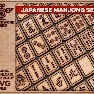 Japanse Mahjong SVG-set - 36 tegels voor lasergraveren
