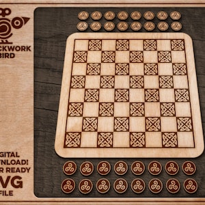 Checkers / draughts board game - Unique laser cut file
