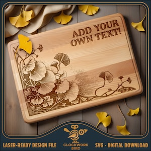 Ginkgobladeren / aanpasbare snijplank SVG / charcuteriebord laserbestand - ontwerpbestand voor lasergravure