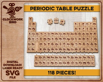 Periodic table of elements - Jigsaw puzzle, unique laser cut file