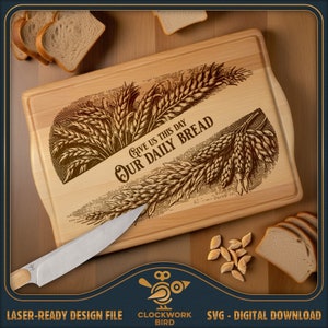 Our Daily Bread snijplank SVG / charcuteriebord laserbestand - vintage stijl ontwerp voor lasergravure