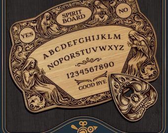 Halloween Spirit Board with Planchette: Vintage Laser Engraving (SVG Digital Download)