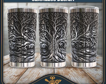 Celtic Tree of Life Tumbler Seamless SVG laser file - Vintage style design for 20oz or 30oz tumbler engraving