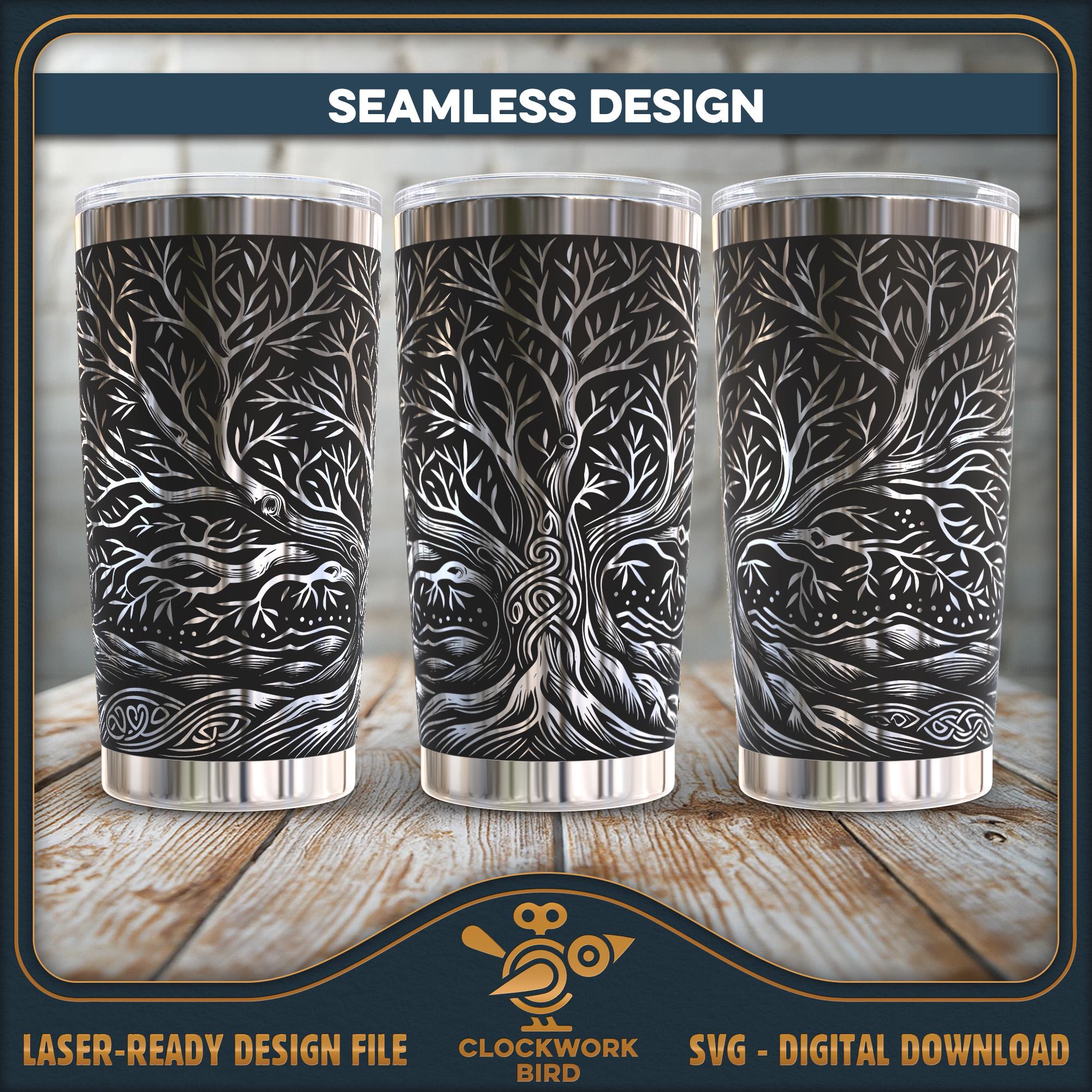 Celtic Tree of Life Tumbler SVG: Vintage Laser Engraving File