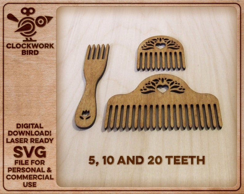 Medieval / Viking style weaving fork and combs 2 different sizes image 3