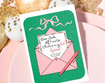 Book Boyfriend Card | Book Lovers Christmas Card | Romance Reader Christmas Card | Romantasy | Holiday Bookish Greeting | DIGITAL Download