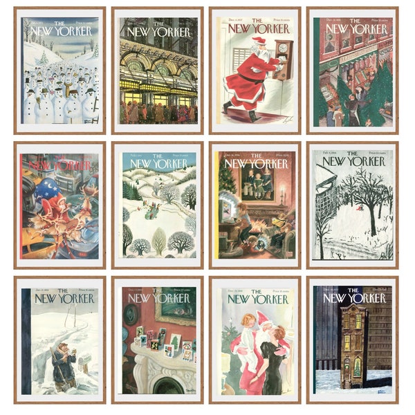 New Yorker Magazine Cover Set Of 16 |The New Yorker Christmas Decor Prints | New Yorker Posters | The New Yorker | Instant Digital Download