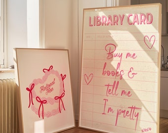 Buy Me Books and Tell Me I'm Pretty | Trendy Book Decor | Bookish Wall Art | Book Club Wall Art | Library Card Trendy Art | DIGITAL Download