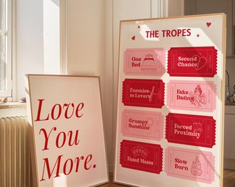 Book Tropes | Trendy Book Decor | Bookish Wall Art | The Tropes Art | Bookish Tropes Trendy Aesthetic Decor | DIGITAL Download