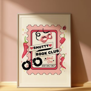 Smutty Book Club | Book Decor | Spicy Book Lovers Wall Art | Bookish Wall Art | Book Club Trendy Aesthetic Wall Decor | DIGITAL Download