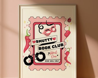 Smutty Book Club | Book Decor | Spicy Book Lovers Wall Art | Bookish Wall Art | Book Club Trendy Aesthetic Wall Decor | DIGITAL Download