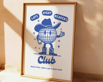 Late Night Readers Club | Trendy Book Decor | Bookish Wall Art | Book Club Wall Art | Book Club Trendy Aesthetic Decor | DIGITAL Download