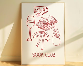 Book Club Wall Art | Aesthetic Book Decor | Bookish Wall Art | Girly Book Wall Art | Aesthetic Trendy Bookish Prints | DIGITAL Download
