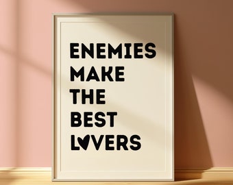 Enemies to Lovers Art Print | Bookish Wall Art | Library Aesthetic Decor | Book Tropes | Book Lovers Art | Trendy Booktok Wall Art
