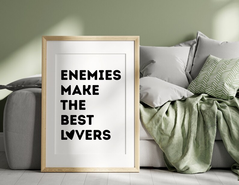 Enemies to Lovers Art Print Bookish Wall Art Library Aesthetic Decor ...