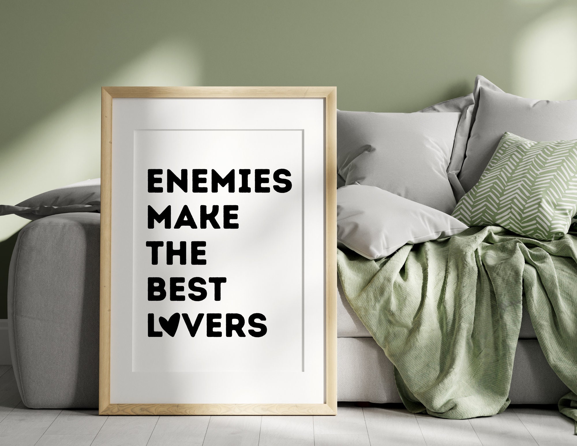 Enemies to Lovers Art Print Bookish Wall Art Library Aesthetic Decor ...
