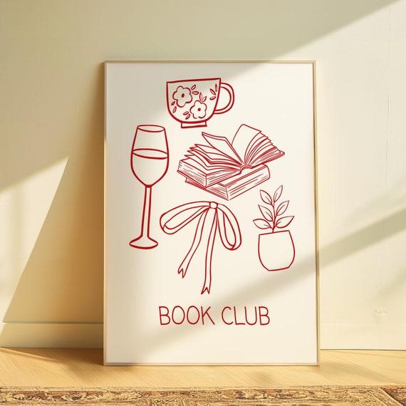 Book Club Wall Art | Aesthetic Book Decor | Bookish Wall Art | Girly Book Wall Art | Aesthetic Trendy Bookish Prints | DIGITAL Download