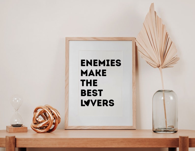 Enemies to Lovers Art Print Bookish Wall Art Library Aesthetic Decor ...