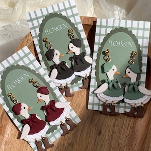 Polymer Clay Earrings,Goose Earrings,Fall Earrings,Handmade, Autumn Jewelry,Thanksgiving,Halloween Earrings,Porch goose, Cottagecore.